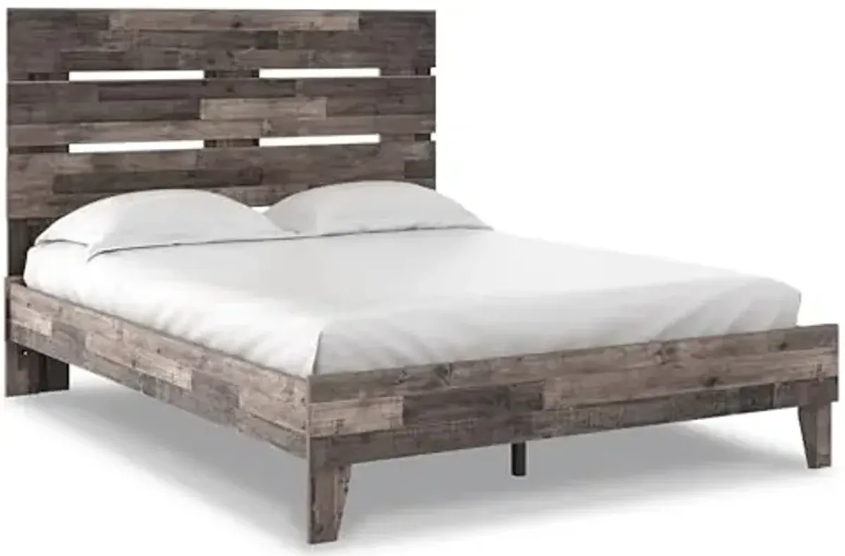 Signature Design by Ashley Neilsville Casual Queen Panel Platform Bed, Foundation or Box Spring Not Needed, Gray