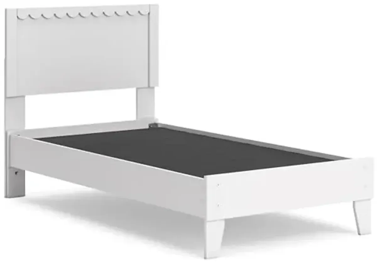 Signature Design by Ashley Hallityn Casual Twin Panel Platform Bed, Foundation or Box Spring Not Needed, White