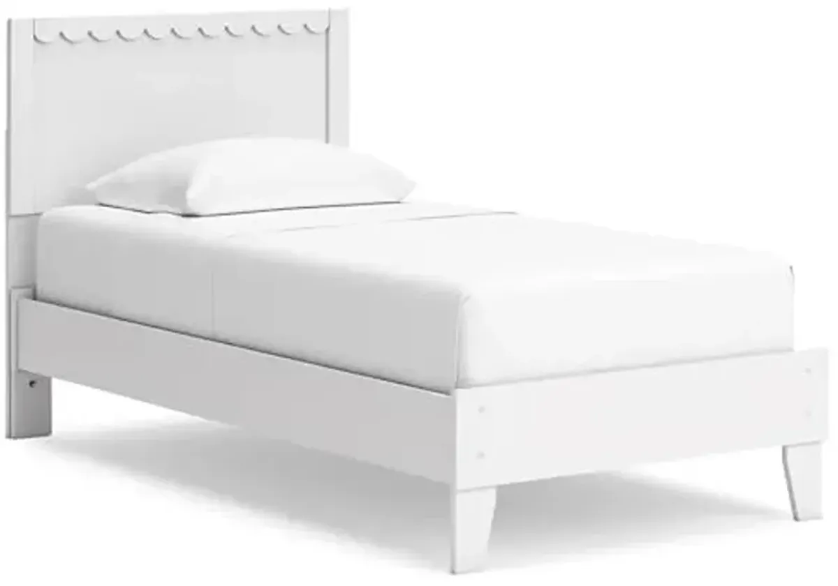 Signature Design by Ashley Hallityn Casual Twin Panel Platform Bed, Foundation or Box Spring Not Needed, White