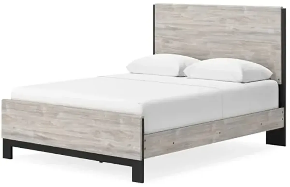 Signature Design by Ashley Vessalli Rustic Queen Panel Bed, Foundation or Box Spring Needed, Light Brown
