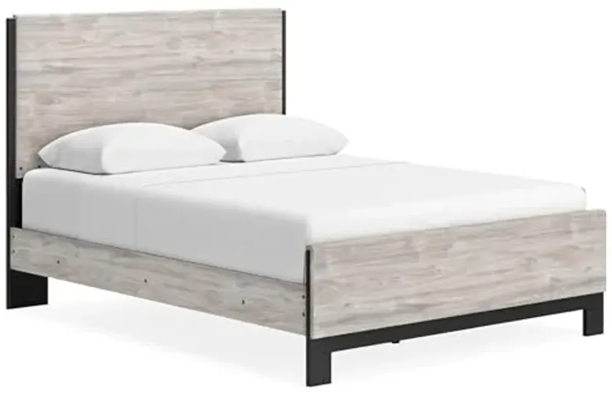 Signature Design by Ashley Vessalli Rustic Queen Panel Bed, Foundation or Box Spring Needed, Light Brown