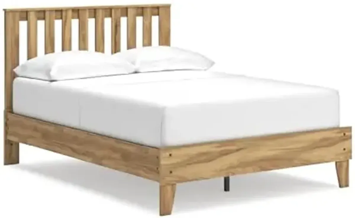 Signature Design by Ashley Bermacy Casual Full Panel Platform Bed, Foundation or Box Spring Not Needed, Brown