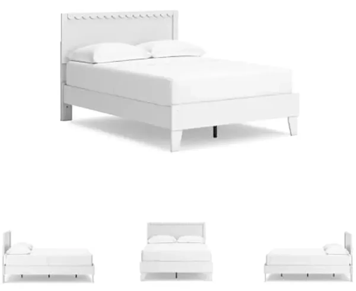Signature Design by Ashley Hallityn Casual Full Panel Platform Bed, Foundation or Box Spring Not Needed, White