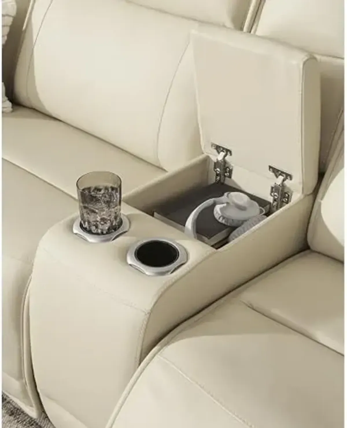 Signature Design by Ashley Double Deal Contemporary Leather Match Left-Arm Facing 6-Piece Power Reclining Sectional with Armrest, USB Port and Storage, Beige