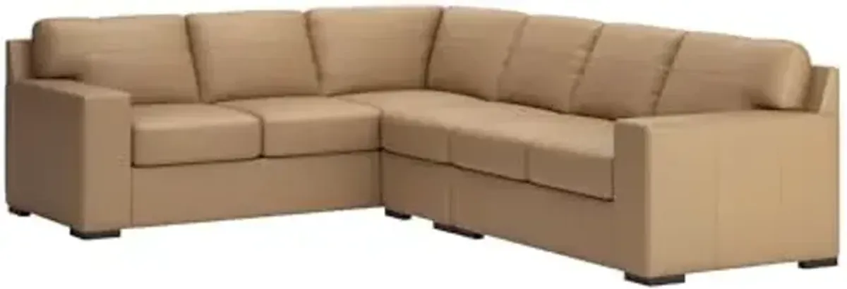 Signature Design by Ashley Bandon Modern Leather Match Left-Arm Facing 3-Piece Sectional with Removable Cushions and Armrest, Light Brown