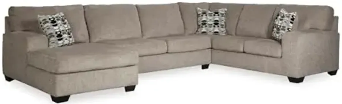 Signature Design by Ashley Ballinasloe Urban Right-Arm Facing 3-Piece Sectional with Chaise, Removable Cushions, Armrest and Throw Pillows, Gray