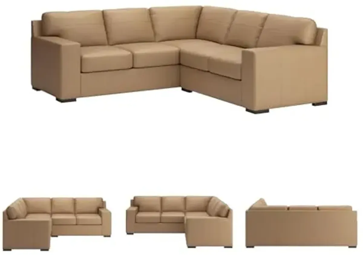 Signature Design by Ashley Bandon Modern Leather Match Right-Arm Facing 2-Piece Sectional with Removable Cushions and Armrest, Light Brown