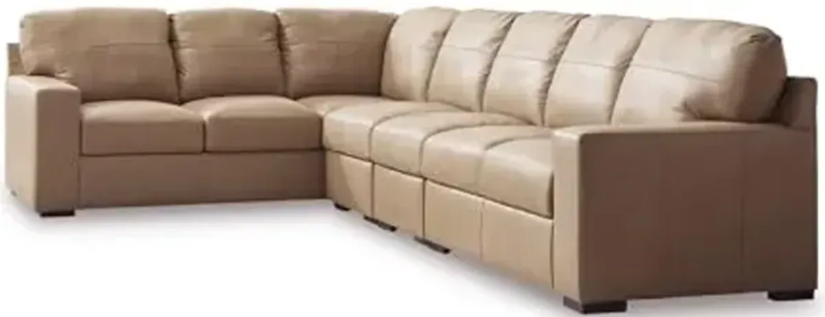 Signature Design by Ashley Bandon Modern Leather Match Left-Arm Facing 4-Piece Sectional with Removable Cushions and Armrest, Light Brown