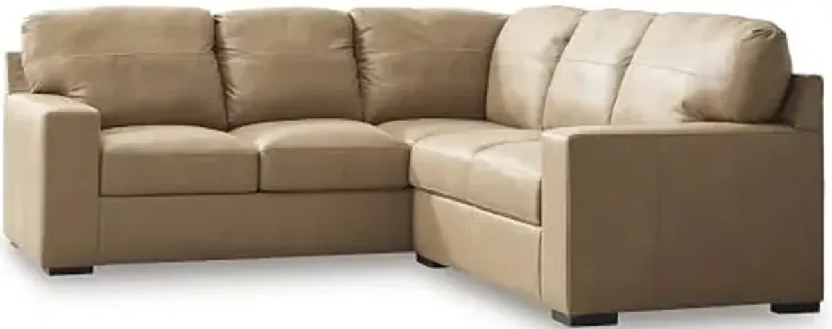 Signature Design by Ashley Bandon Modern Leather Match Left-Arm Facing 2-Piece Sectional with Removable Cushions and Armrest, Light Brown