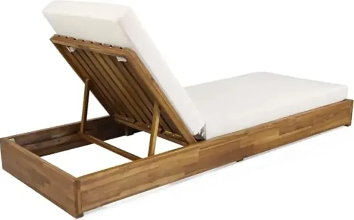 Christopher Knight Home Bayard Acacia Wood Chaise Lounge Chair Outdoor, Adjustable Backrest Sun Lounger Recliner, Wooden Patio Sun Bathing Lounge Chair, Teak