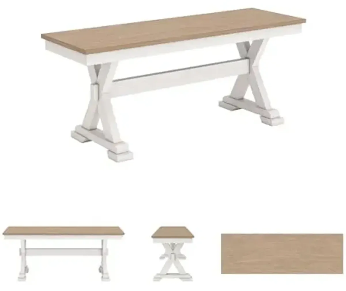 Signature Design by Ashley Westlinport Farmhouse 48" Dining Bench with Antiqued Finish, Antique White