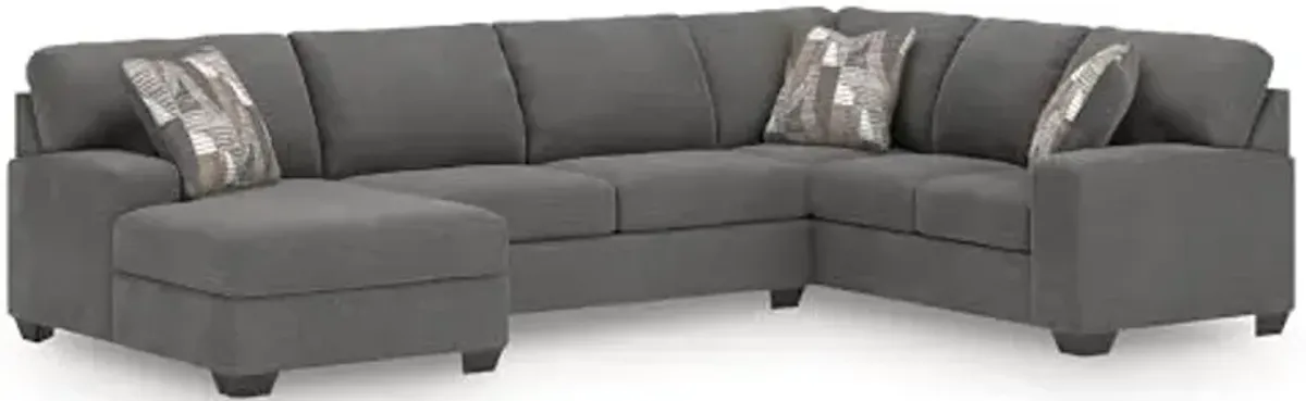 Signature Design by Ashley Casual Seyler Lane U-Shape Right-Arm Facing 3-Piece Sectional with Chaise and Removable Cushion, Gray