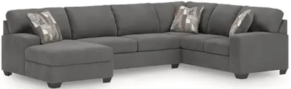 Signature Design by Ashley Casual Seyler Lane U-Shape Right-Arm Facing 3-Piece Sectional with Chaise and Removable Cushion, Gray