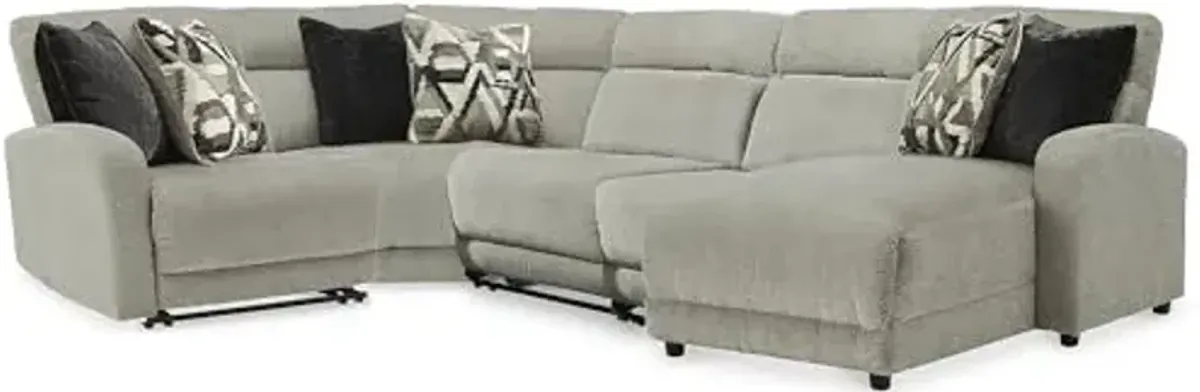 Signature Design by Ashley Modern Colleyville U-Shape Left-Arm Facing 5-Piece Power Reclining Sectional with USB Charging Ports and Armrest, Light Gray