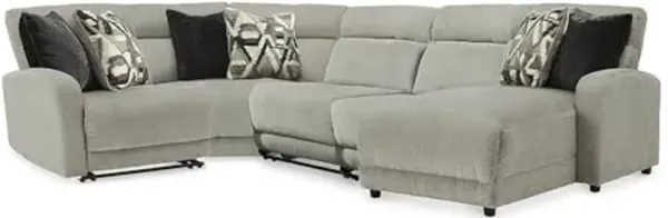 Signature Design by Ashley Modern Colleyville U-Shape Left-Arm Facing 5-Piece Power Reclining Sectional with USB Charging Ports and Armrest, Light Gray