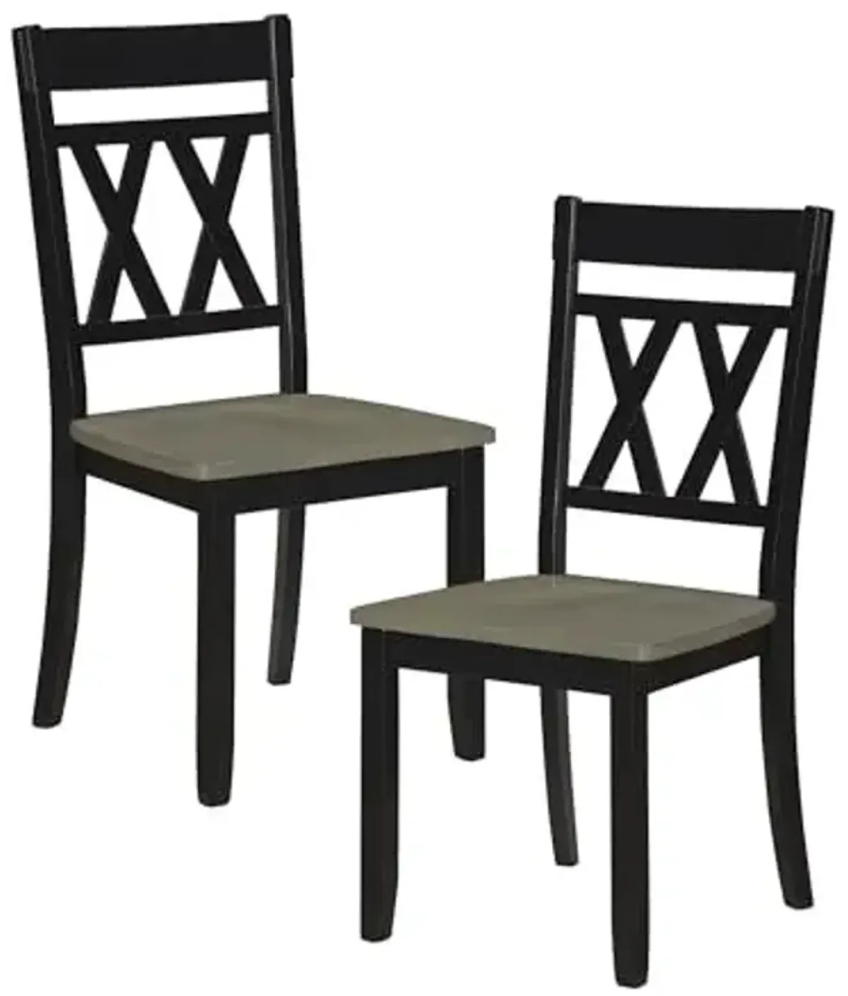 Homelegance Farmhouse Wood Dining Chair, Set of 2, Double Cross Back, Rustic Armless Chairs, Kitchen and Dining Room Furniture, Two-Tone Finish (Greywash and Antique Black)