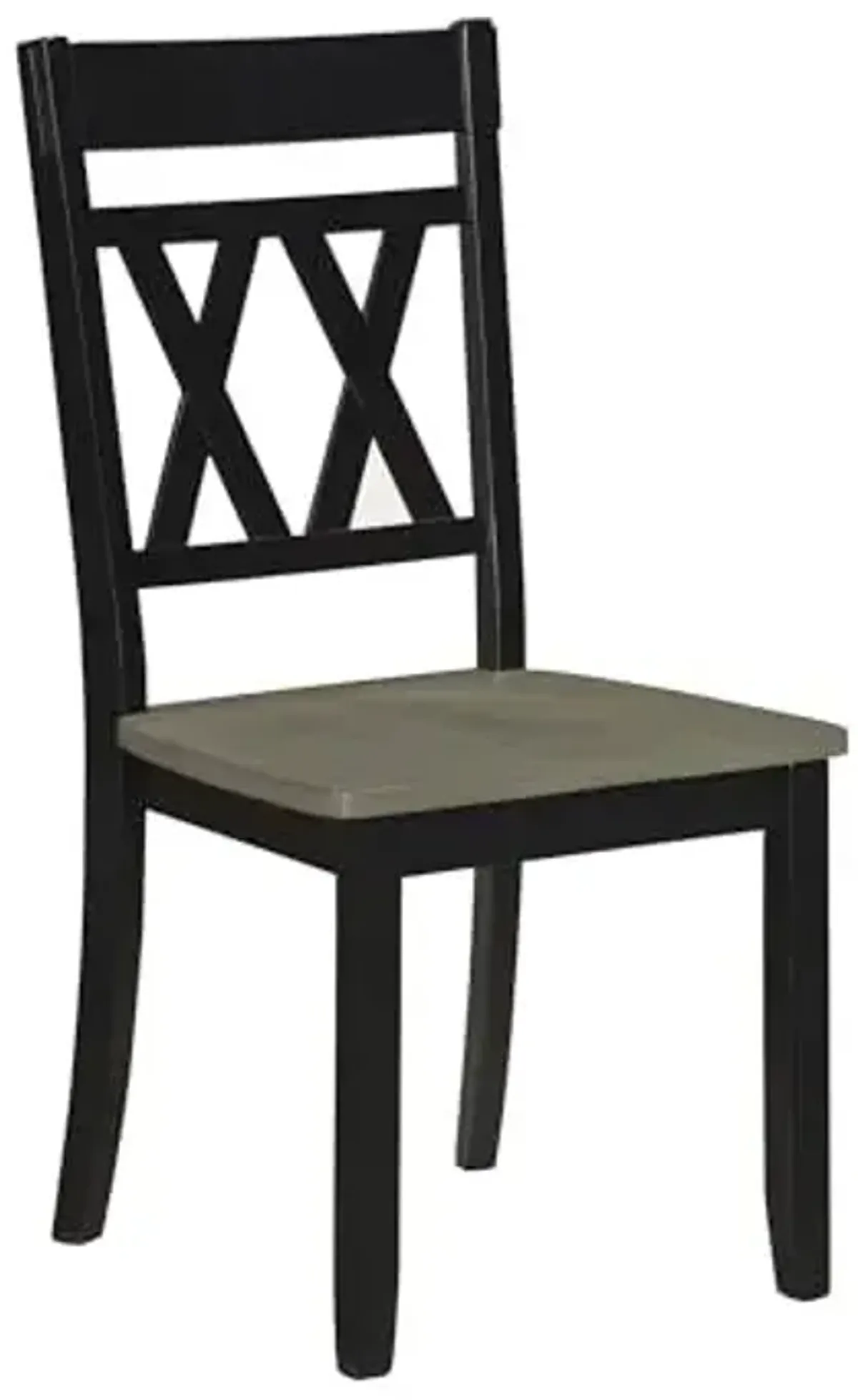 Homelegance Farmhouse Wood Dining Chair, Set of 2, Double Cross Back, Rustic Armless Chairs, Kitchen and Dining Room Furniture, Two-Tone Finish (Greywash and Antique Black)