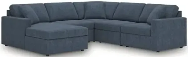 Signature Design by Ashley Contemporary Modmax Stain Resistant U-Shape Right-Arm Facing 5-Piece Sectional with Chaise and Reversible Cushion, Dark Blue