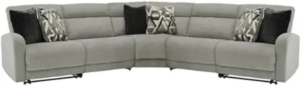 Signature Design by Ashley Modern Colleyville L-Shape Symmetrical 5-Piece Power Reclining Sectional with USB Charging Ports and Armrest, Light Gray