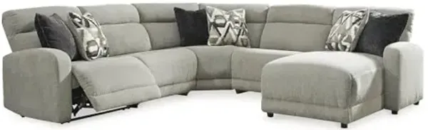 Signature Design by Ashley Modern Colleyville U-Shape Left-Arm Facing 5-Piece Power Reclining Sectional with Chaise and USB Charging Ports, Light Gray