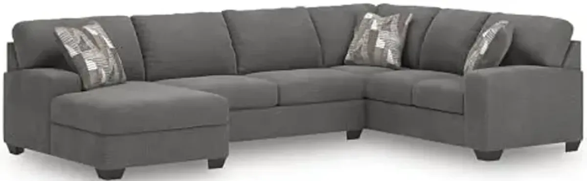 Signature Design by Ashley Casual Seyler Lane U-Shape Right-Arm Facing 3-Piece Sleeper Sectional with Chaise and Removable Cushion, Gray