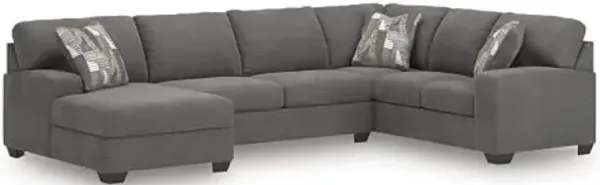 Signature Design by Ashley Casual Seyler Lane U-Shape Right-Arm Facing 3-Piece Sleeper Sectional with Chaise and Removable Cushion, Gray