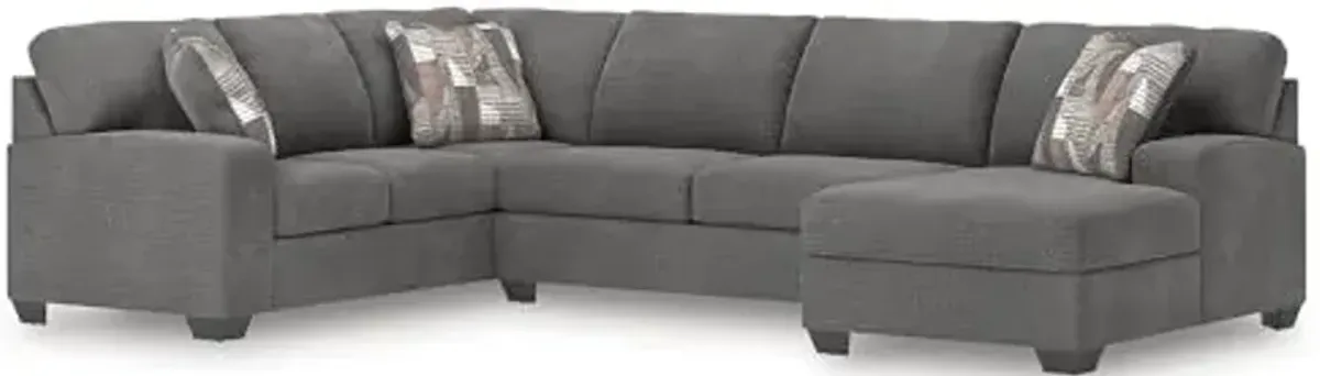 Signature Design by Ashley Casual Seyler Lane U-Shape Left-Arm Facing 3-Piece Sectional with Chaise and Removable Cushion, Gray