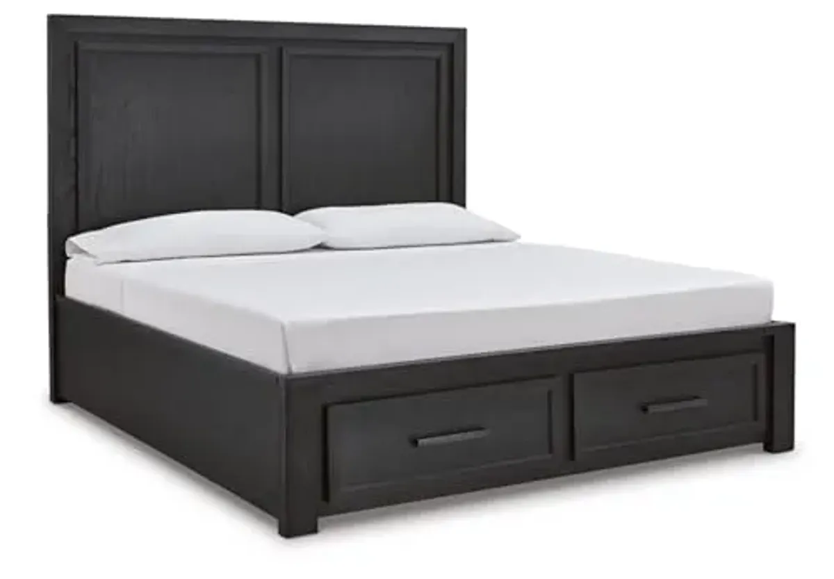 Signature Design by Ashley Foyland Transitional 2-Drawer California King Platform Storage Bed, Foundation or Box Spring Not Needed, Black & Dark Brown
