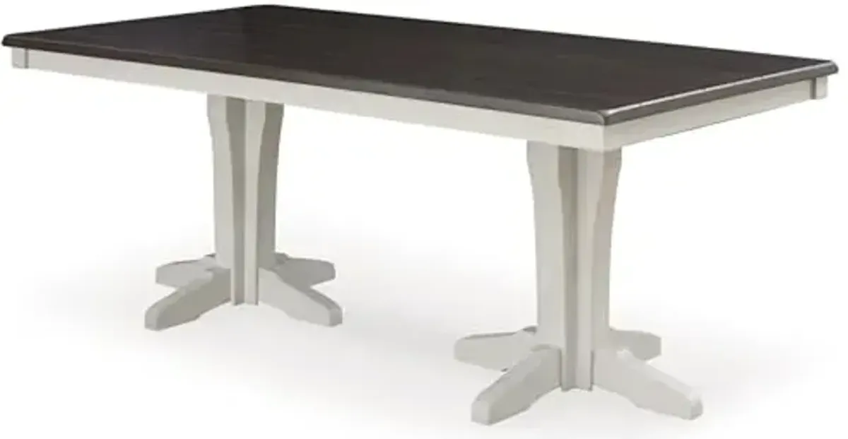 Signature Design by Ashley Darborn Farmhouse Dining Table with Double Pedestal Base, Dark Brown & Light Gray