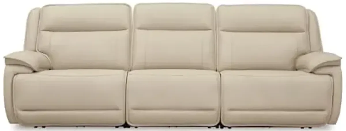 Signature Design by Ashley Double Deal Modern Leather Match 3-Piece Power Reclining Sofa Sectional with Adjustable Headrest, USB Ports, Storage and Cup Holders, Beige