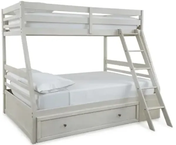 Signature Design by Ashley Robbinsdale Modern Twin Over Full Bunk Bed with Storage Box, Foundation or Box Spring Not Needed, White