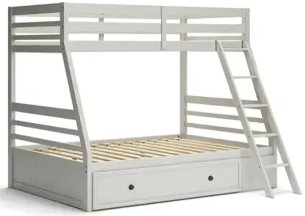 Signature Design by Ashley Robbinsdale Modern Twin Over Full Bunk Bed with Storage Box, Foundation or Box Spring Not Needed, White