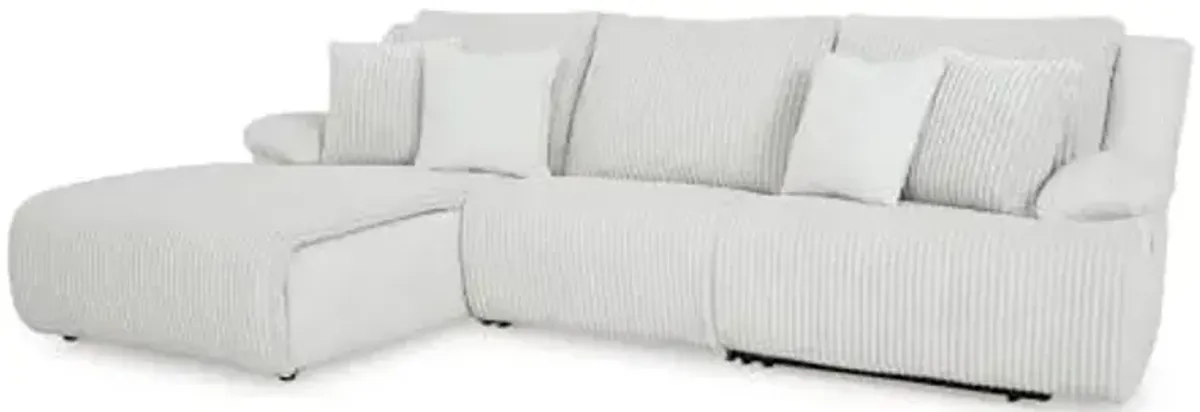 Signature Design by Ashley Top Tier Casual Manual Reclining Left-Arm Facing 3-Piece Sectional Sofa Chaise with 4 Accent Pillows, Light Gray