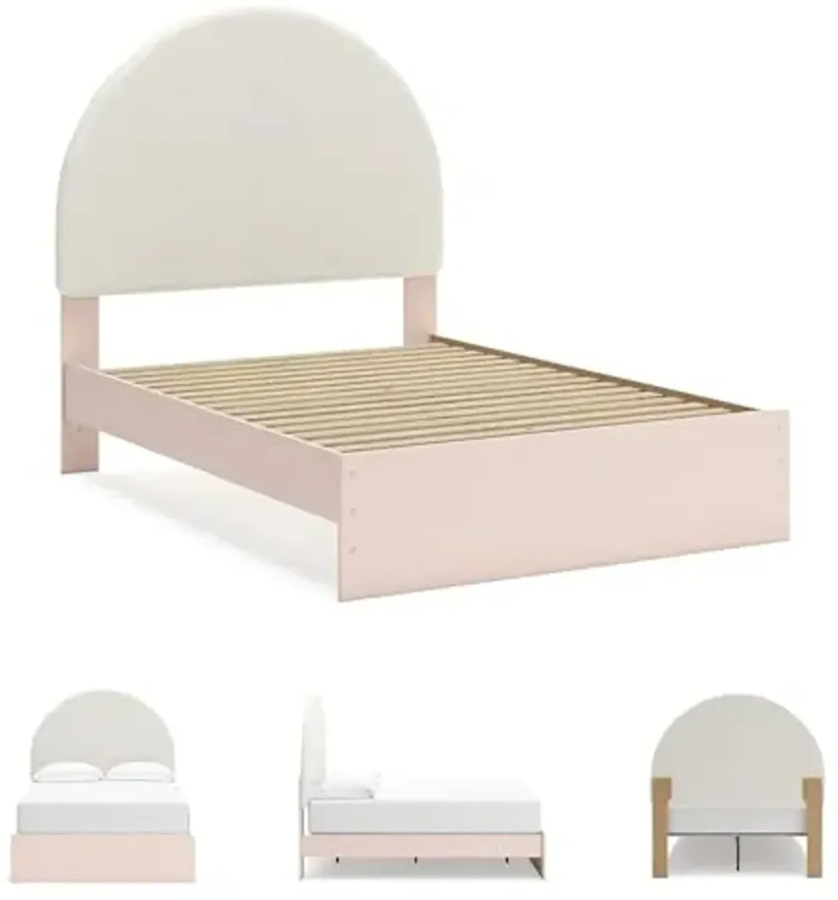 Signature Design by Ashley Wistenpine Casual Full Upholstered Platform Bed, Foundation or Box Spring Not Needed, White & Pink