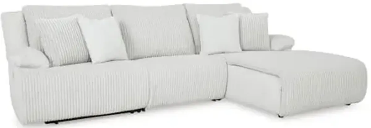 Signature Design by Ashley Top Tier Casual Manual Reclining Right-Arm Facing 3-Piece Sectional Sofa Chaise with 4 Accent Pillows, Light Gray