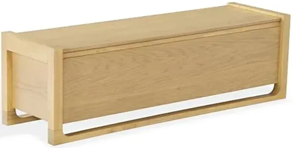 SAFAVIEH Couture Collection - Tyrell Natural Brown Wood Storage Bench, Modern Open-Base Design, Fully Assembled (SFV4257A)
