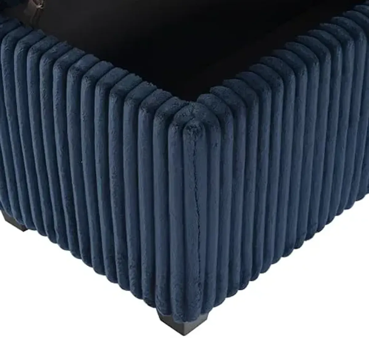 SAFAVIEH Couture Collection - Lynzie Navy Corduroy Storage Bench, Channel Tufted Upholstered Seat with Hidden Storage, Modern Accent Furniture (SFV6114C)