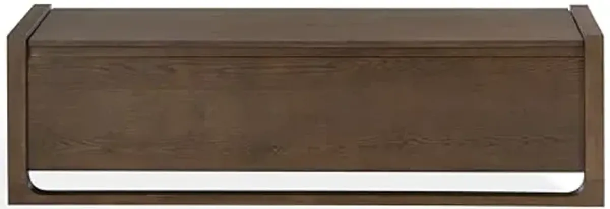 SAFAVIEH Couture Collection - Tyrell Walnut Brown Wood Storage Bench, Modern Open-Base Design, Fully Assembled (SFV4257B)