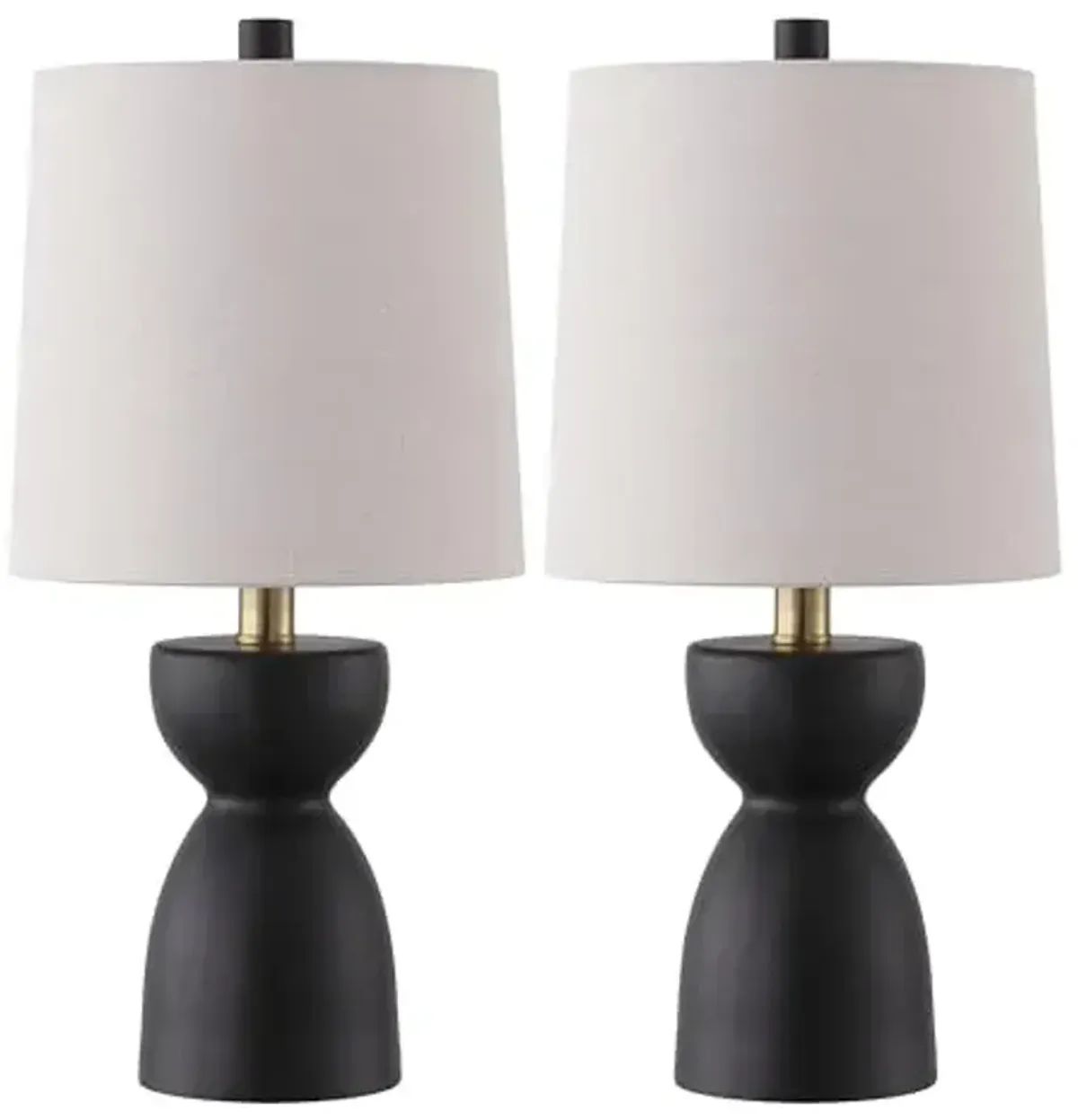 SAFAVIEH Lighting Collection - Dunia Chocolate Brown Resin Table Lamp Set of 2, 19" Decorative Accent Lights with Fabric Shades, E26 Bulb Compatible (TBL4628A-SET2)