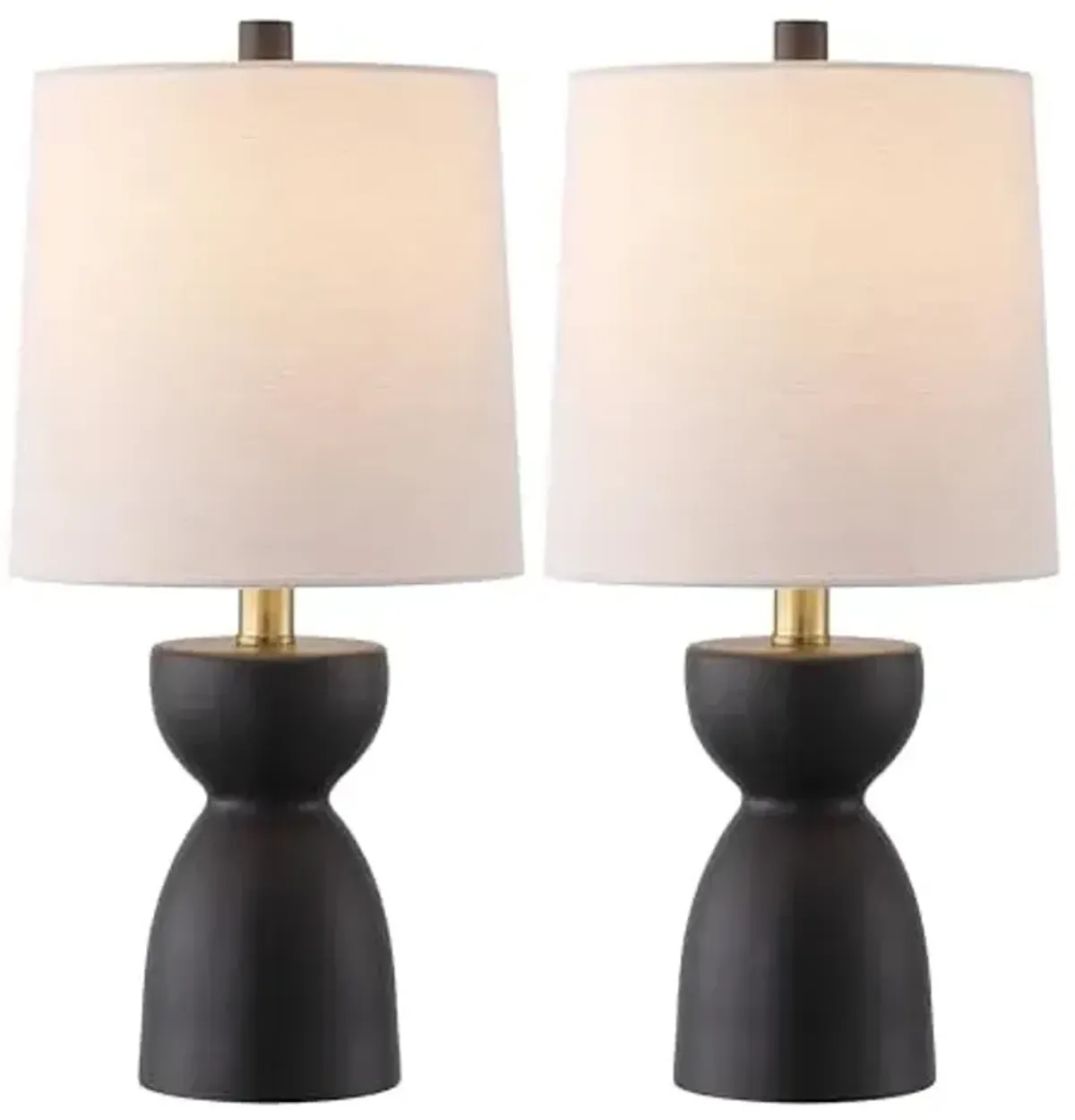 SAFAVIEH Lighting Collection - Dunia Chocolate Brown Resin Table Lamp Set of 2, 19" Decorative Accent Lights with Fabric Shades, E26 Bulb Compatible (TBL4628A-SET2)