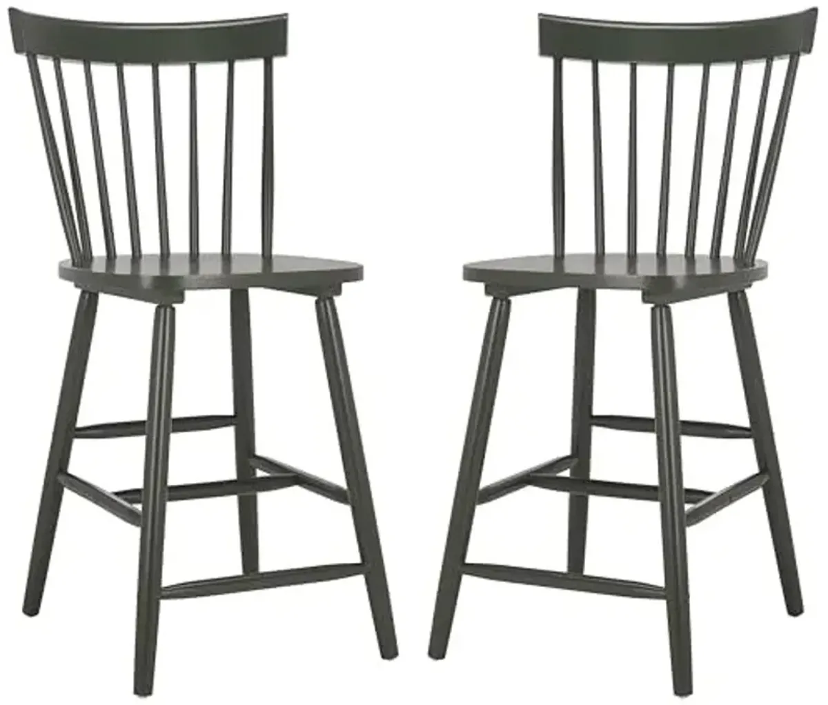 SAFAVIEH Home Collection - Providence 24-Inch Bar Stool Set of 2, Dusty Green, Classic Spindle Back, Farmhouse Style (BST8505G-SET2)