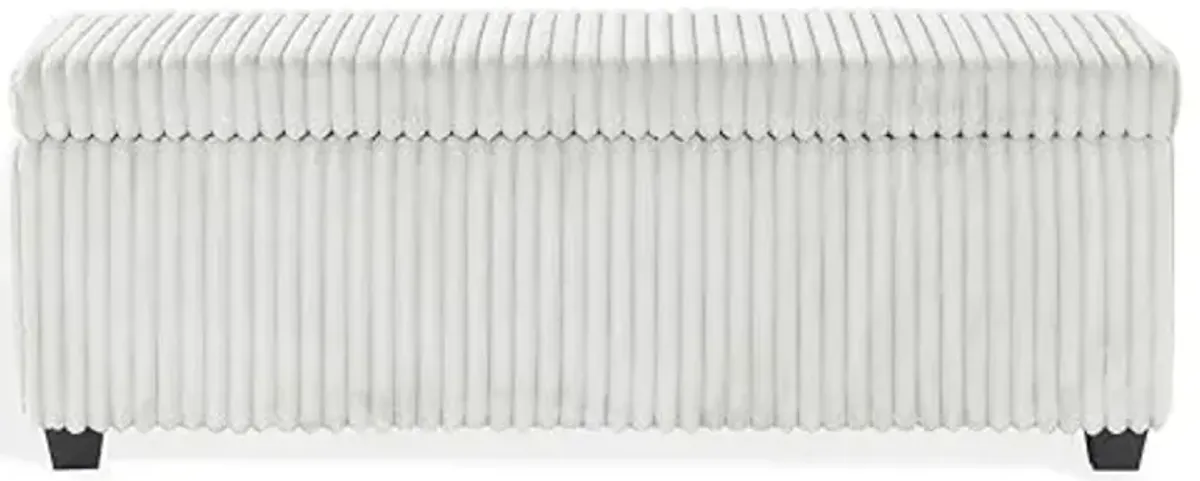 SAFAVIEH Couture Collection - Lynzie Grey Corduroy Storage Bench, Channel Tufted Upholstered Seat with Hidden Storage, Modern Accent Furniture (SFV6114B)