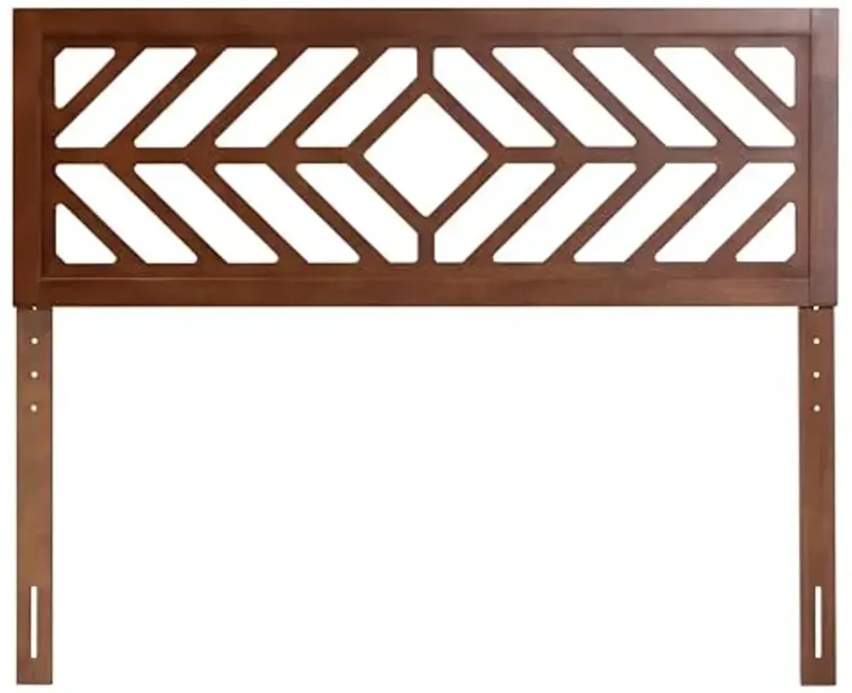 Baxton Studio Olsen Wood Headboard with Geometric Cutout Design - Modern Decorative Panel for Bed Frame, Contemporary Bedroom Accent with Adjustable Height, Queen