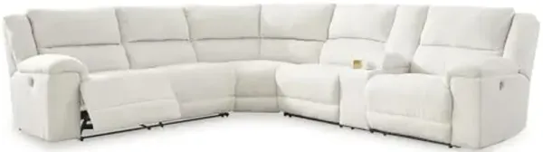 Signature Design by Ashley Keensburg Modern L-Shaped Right Arm Facing 3-Piece Power Reclining Sectional with USB Ports, Console, Storage and 2 Cup Holders, White