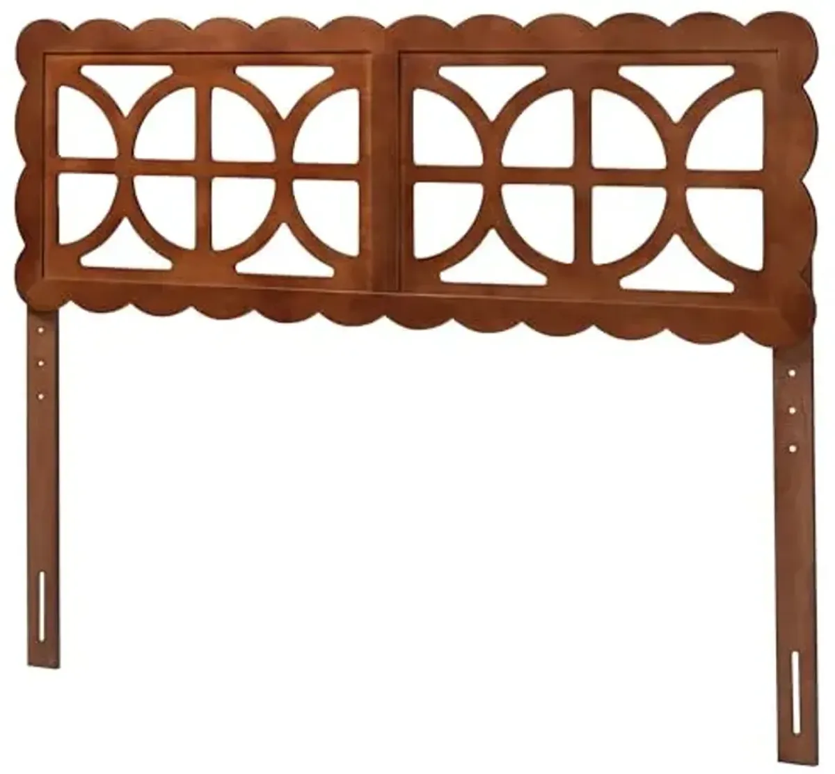 Baxton Studio Nansen Wood Headboard with Scalloped Frame - Geometric Cutout Decorative Panel for Bed Frame, Modern Coastal Bedroom Accent with Adjustable Height, Full, Walnut