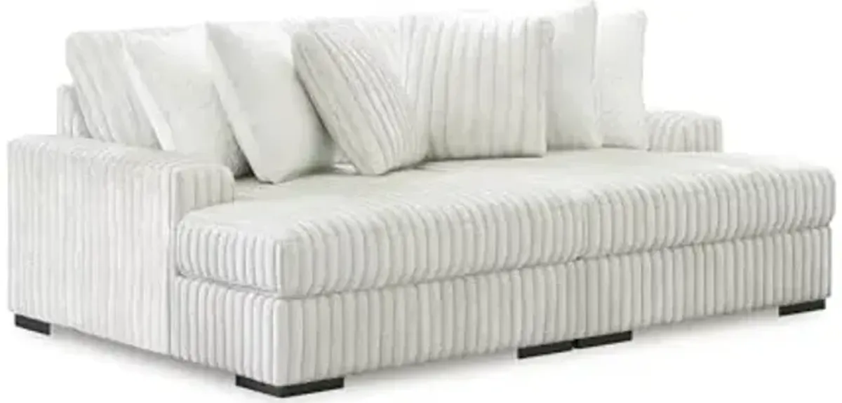 Signature Design by Ashley Stupendous Casual Anti Sag 2-Piece Super Chaise with Loose Reversible Cushions and 6 Accent Pillows, Light Gray