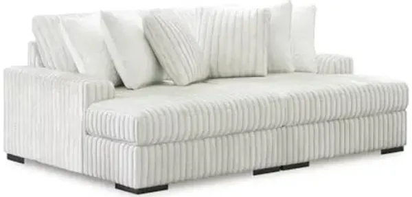 Signature Design by Ashley Stupendous Casual Anti Sag 2-Piece Super Chaise with Loose Reversible Cushions and 6 Accent Pillows, Light Gray