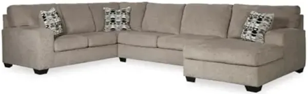 Signature Design by Ashley Ballinasloe Urban U-Shaped 3-Piece Sectional with Chaise, Loose Seat Cushions and 3 Accent Pillows, Beige