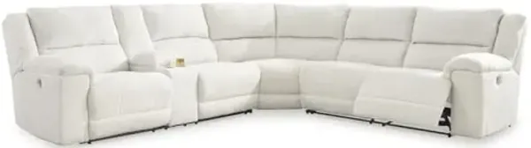 Signature Design by Ashley Keensburg Modern L-Shaped Left Arm Facing 3-Piece Power Reclining Sectional with USB Ports, Console, Storage and 2 Cup Holders, White