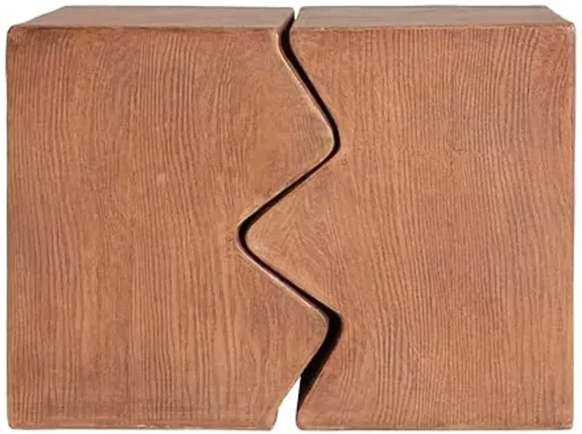 Christopher Knight Home Loire MGO Outdoor Side Table Set of 2, Concrete Indoor/Outdoor Nesting Coffee Table, Multi-Purpose Patio End Table, No Assembly, Faux Wood Natural Color